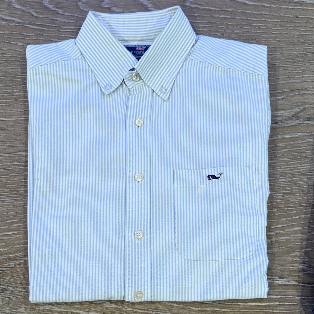 Vineyard Vines Men's Light Blue Striped Button Down Shirt